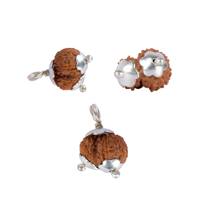 Gowri Shankar Rudraksha Pendant | Java Rudraksh Locket/ Silver Cup Rudraksha Pendant for Men & Women