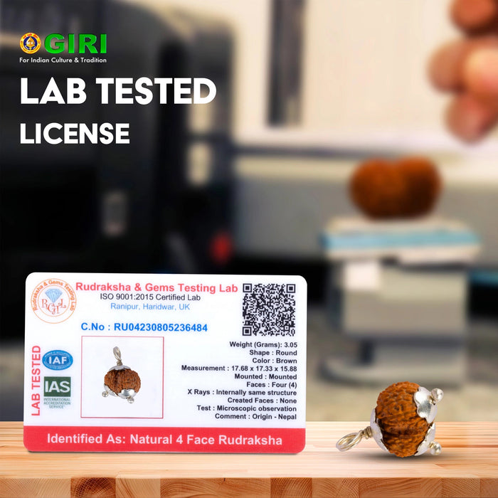 Gowri Shankar Rudraksha Pendant | Java Rudraksh Locket/ Silver Cup Rudraksha Pendant for Men & Women