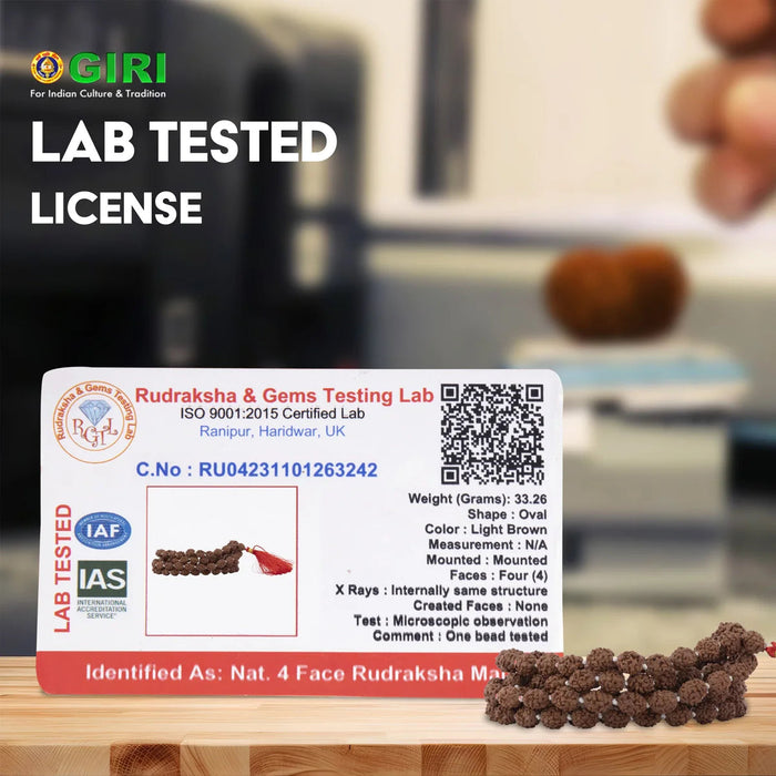 4 Mukhi Rudraksha Mala | Java Rudraksha Mala Beads/ Ruthratcham Malai for Men & Women