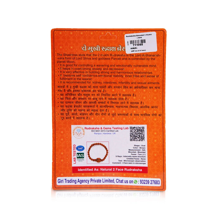 2 Mukhi Rudraksha Bracelet | Java Rudraksha Hand Bracelet/ 2 Face Rudraksh Hand Band For Spiritual Wear