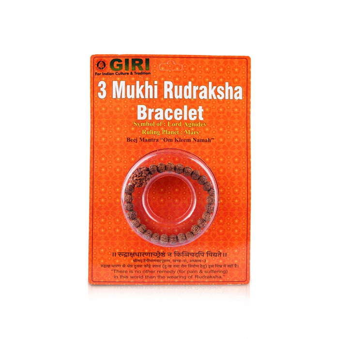 3 Mukhi Rudraksha Bracelet | Three Face Java Rudraksh Hand Band for Men and Women