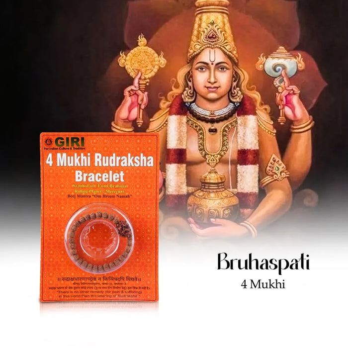 4 Mukhi Rudraksha Bracelet | Java Rudraksha Hand Bracelet/ 4 Face Rudraksh Hand Band For Spiritual Wear