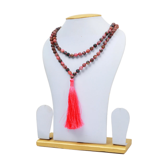 Rhodonite Stone Mala - 20 Inches | Gemstone Mala/ Semi Precious Stone Mala/ Crystal Mala for Meditation