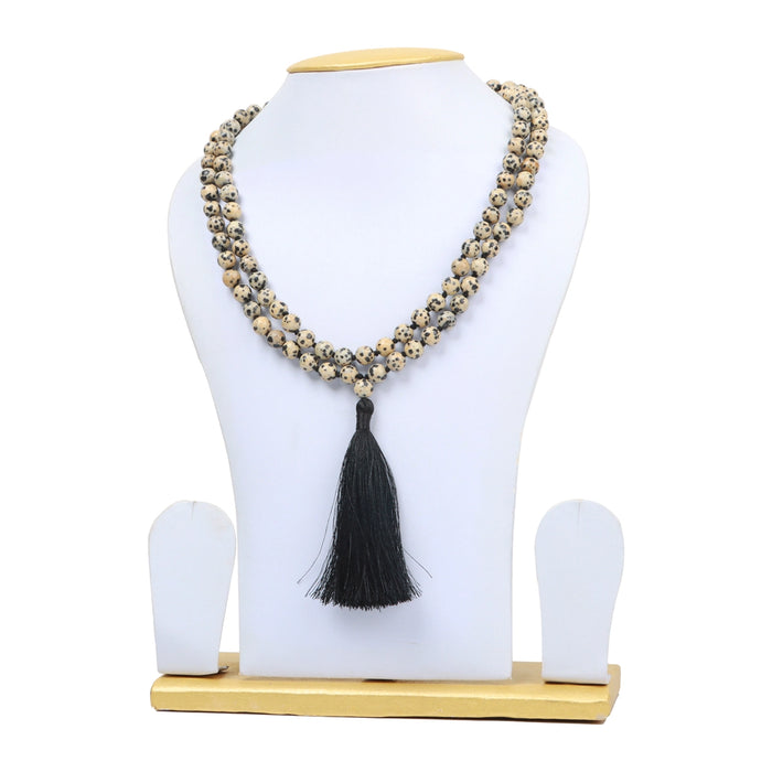Dalmatian Jasper Mala - 20 Inches | Gemstone Mala/ Dalmatian Jasper Stone Bead Necklace for Meditation