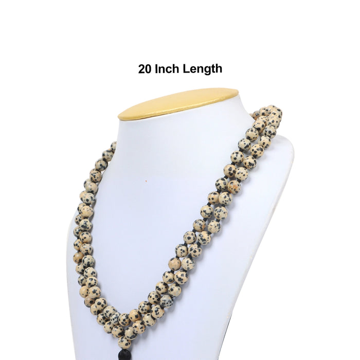 Dalmatian Jasper Mala - 20 Inches | Gemstone Mala/ Dalmatian Jasper Stone Bead Necklace for Meditation