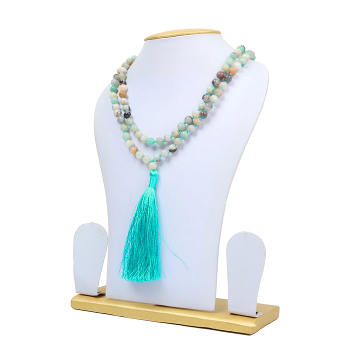 Amazonite Stone Mala - 20 Inches | Amazonite Bead Mala/ Gemstone Mala/ Semi Precious Stone Mala for Men & Women