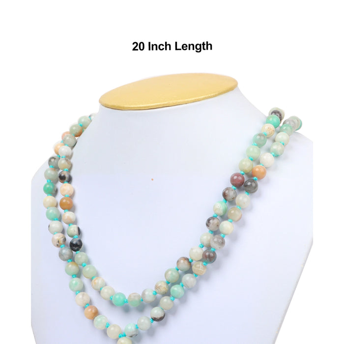 Amazonite Stone Mala - 20 Inches | Amazonite Bead Mala/ Gemstone Mala/ Semi Precious Stone Mala for Men & Women