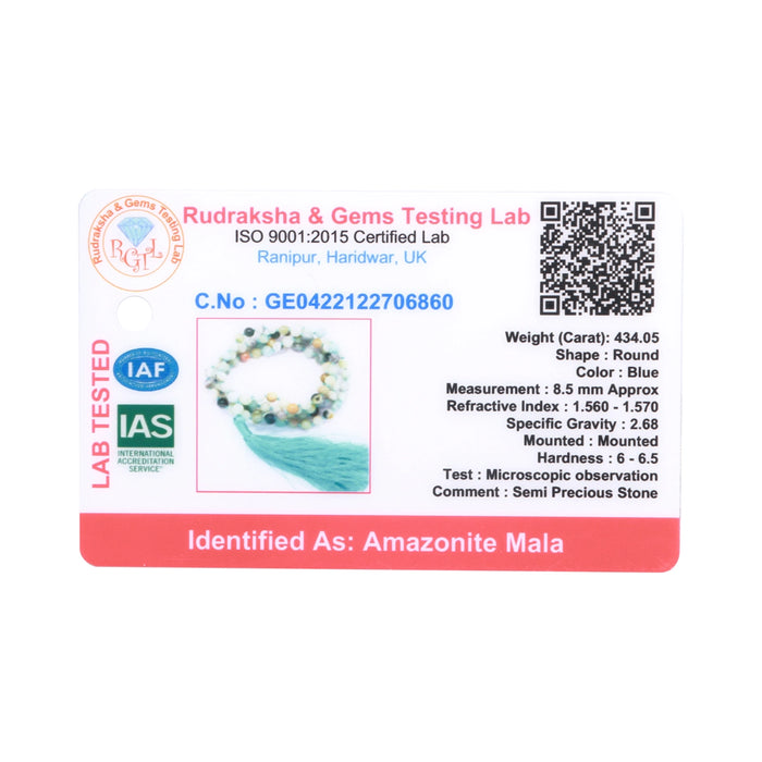 Amazonite Stone Mala - 20 Inches | Amazonite Bead Mala/ Gemstone Mala/ Semi Precious Stone Mala for Men & Women