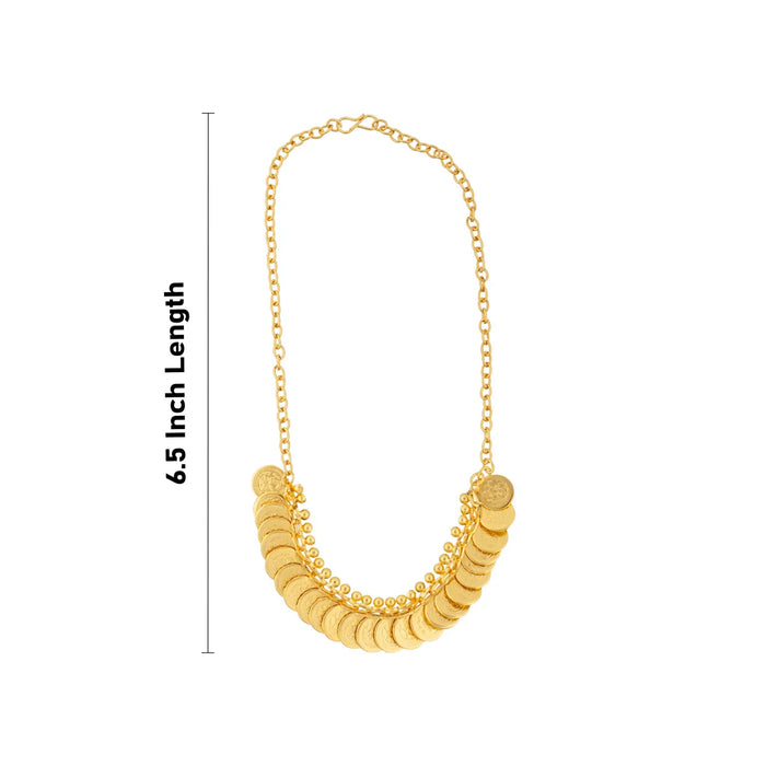 Kasu Mala - 6.5 Inches | 25 Coin Kaasu Mala/ Gold Polish Kasumalai for Deity Decor