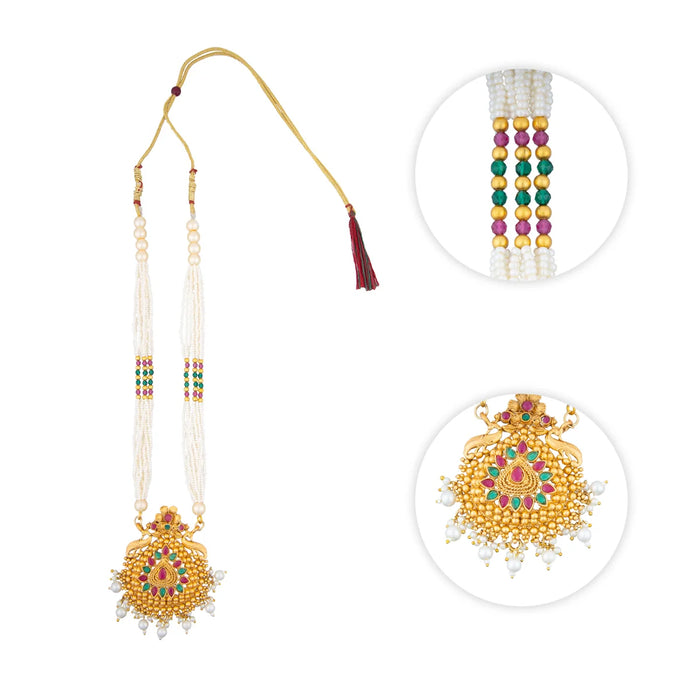 Moti Mala with Earring Set - 10 Inches | Pearl Moti Mala/ Jewelry for Deity