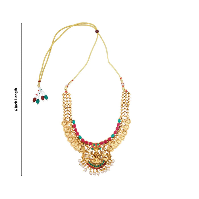 Necklace with Earring Set - 6 Inches | Haram with Stud Set/ Gold Polish Jewellery for Women