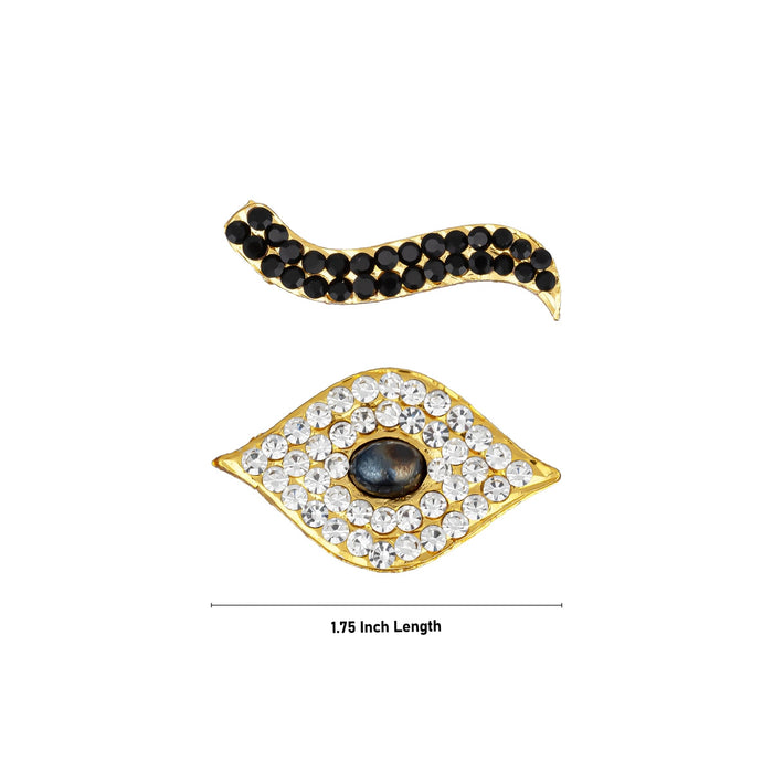 Deity Stone Eyes Pair - 1.75 Inches | Amman Kanmalar/ Idol Stone Eye/ Stone Kanmalar for Deity Decor