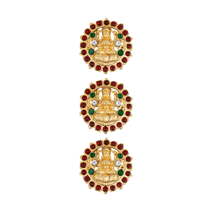 Kemp Jada Pin - 1.5 x 1.5 Inches | Stone Jada Billa/ Lakshmi Design Artificial Jewellery/ Hair Accessory for Women