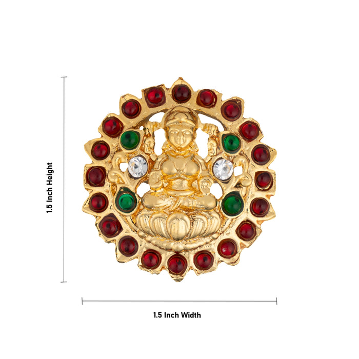 Kemp Jada Pin - 1.5 x 1.5 Inches | Stone Jada Billa/ Lakshmi Design Artificial Jewellery/ Hair Accessory for Women