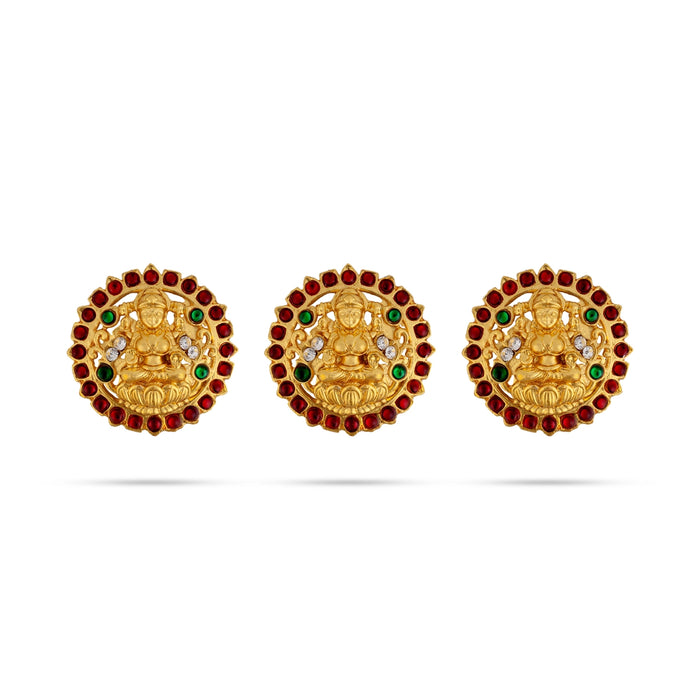 Stone Jada Billa - 1.5 x 1.5 Inches | Kemp Jada Pin/ Lakshmi Design Hair Accessory/ Artificial Jewellery for Dance