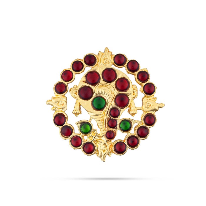Stone Jada Billa Set - 6 x 2.75 Inches | Shankh Design Artificial Jewellery/ Kemp Hair Ornament for Women