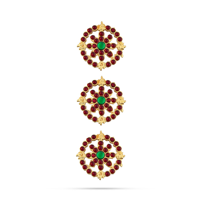Stone Jada Billa Set - 5.5 x 2.75 Inches | Kemp Hair Accessory/ Chakra Design Artificial Jewellery for Women