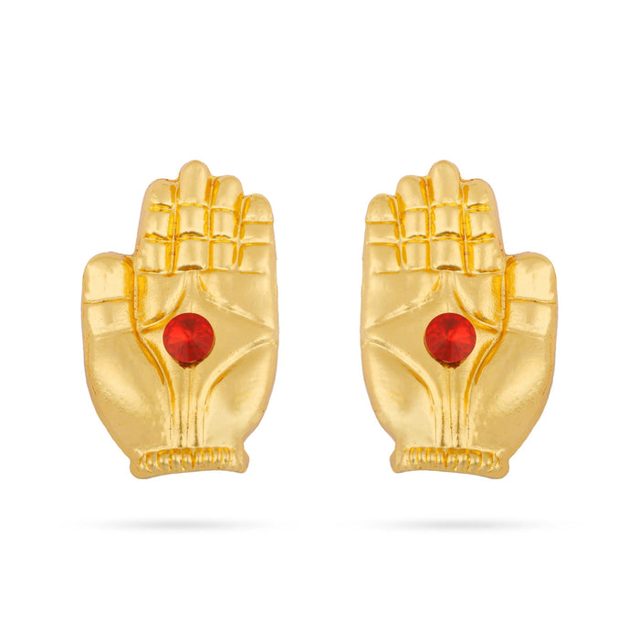 Hastham - 2.75 x 1.5 Inches | Gold Polish Hastam/ Single Stone Artificial Hand for Deity