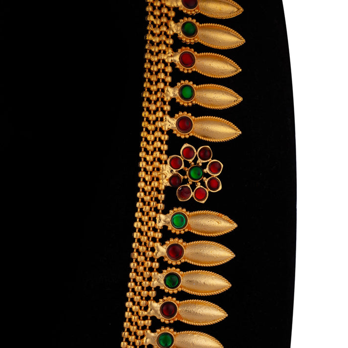 Kemp Haram - 11.5 Inches | Gold Polish & Stone Design Bharatanatyam Jewellery/ Artificial Jewelry For Dance