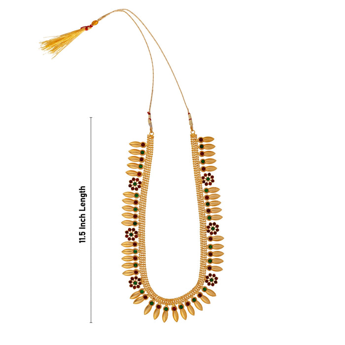 Kemp Haram - 11.5 Inches | Gold Polish & Stone Design Bharatanatyam Jewellery/ Artificial Jewelry For Dance