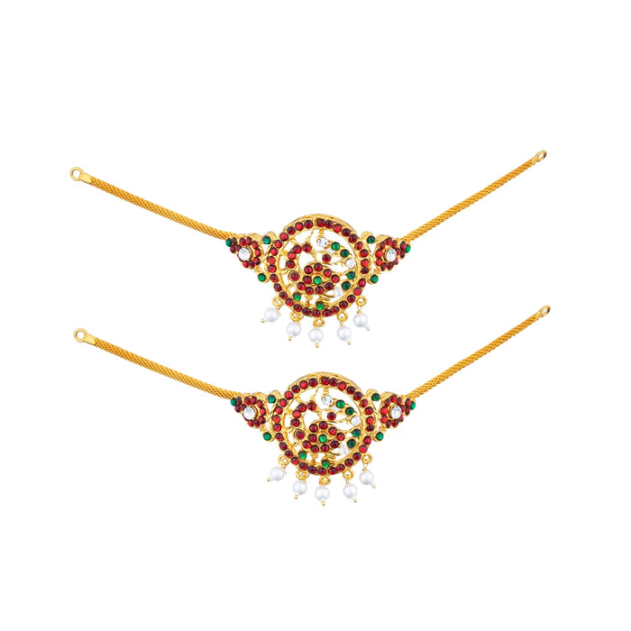 Kemp Baju Band Pair - 8 Inches | Multicolour Stone Armlet Jewelry/ Stone Jewellery for Dance