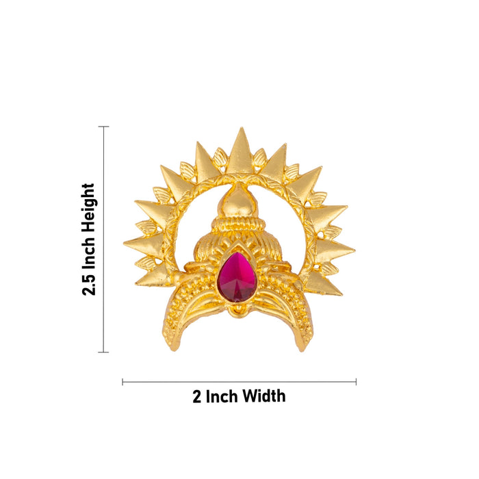 Half Kireedam With Arch - 2.5 X 2 Inches | Gold Polish Half Kiridam/ Half Crown/ Mukut For Deity Decoration