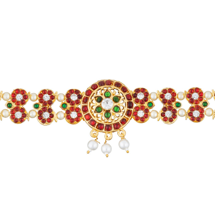 Mango Design Choker Necklace - 8 Inches | Multicolour Stone Jewellery/ Moti Beaded Necklace For Dance & Deity