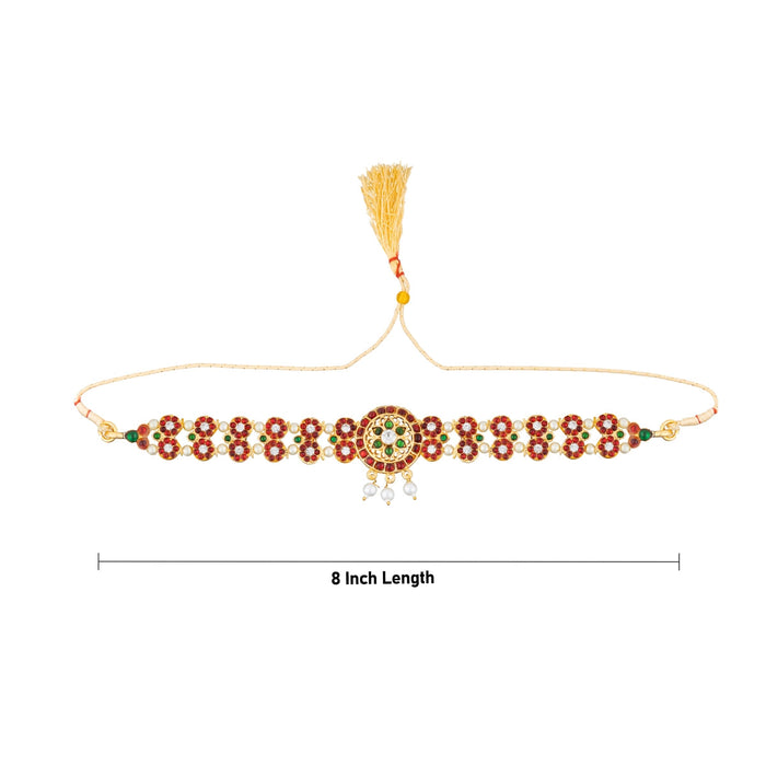 Mango Design Choker Necklace - 8 Inches | Multicolour Stone Jewellery/ Moti Beaded Necklace For Dance & Deity