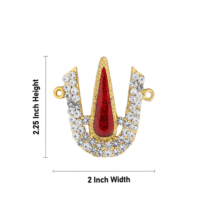 Stone Vishnu Tilak - 2.25 x 2 Inches | U Shape Perumal Namam/ White & Red Stone Namam for Deity