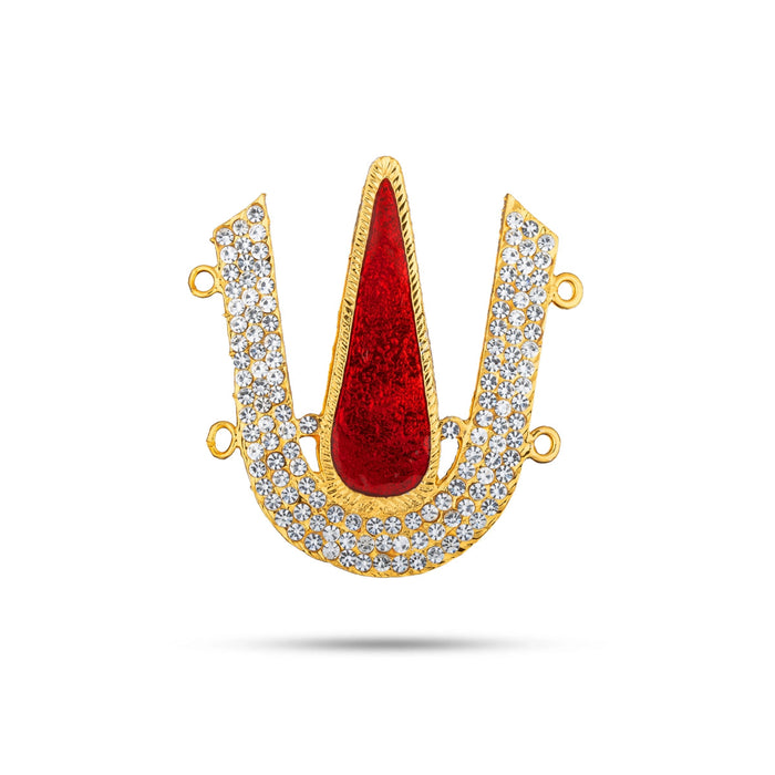 Stone Vishnu Tilak - 3 x 2.5 Inches | White & Red Stone Perumal Namam/ U Shape Stone Namam for Deity