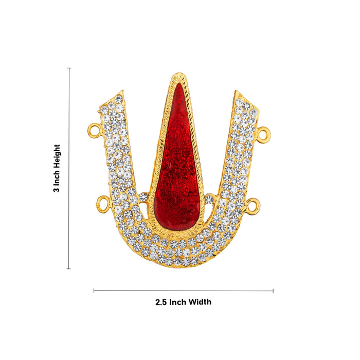 Stone Vishnu Tilak - 3 x 2.5 Inches | White & Red Stone Perumal Namam/ U Shape Stone Namam for Deity