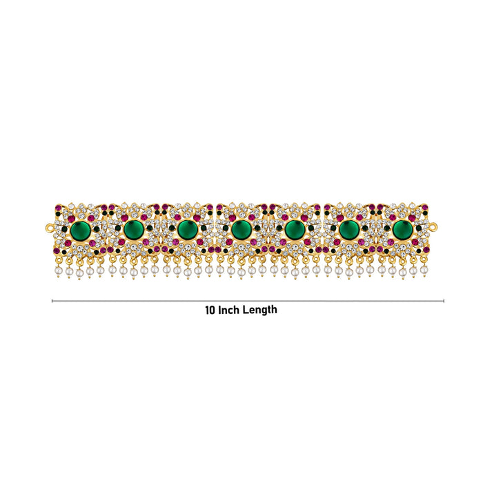 Stone Hip Belt - 10 Inches | Stone Jewellery/ Multicolour Stone & Beads Design Stone Belt/ Waist Belt for Deity