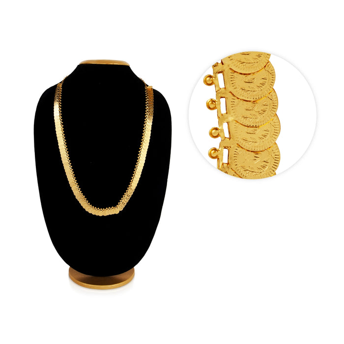 Kaasumala - 10 Inches | Gold Polish Kasumalai/ 100 Coin Kaasu Malai Necklace for Women