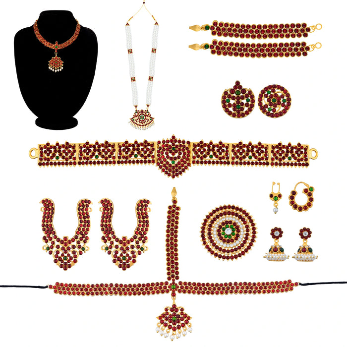 Kemp Bharatanatyam Jewellery Set Without Bangle | Bharatanatyam Ornaments/ Stone Jewellery For Classical Dance