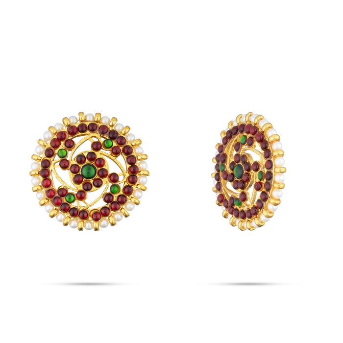 Dance Jewellery Set Without Bangle | Kemp Bharatanatyam Jewellery/ Stone & Pearl Design Jewelry for Women