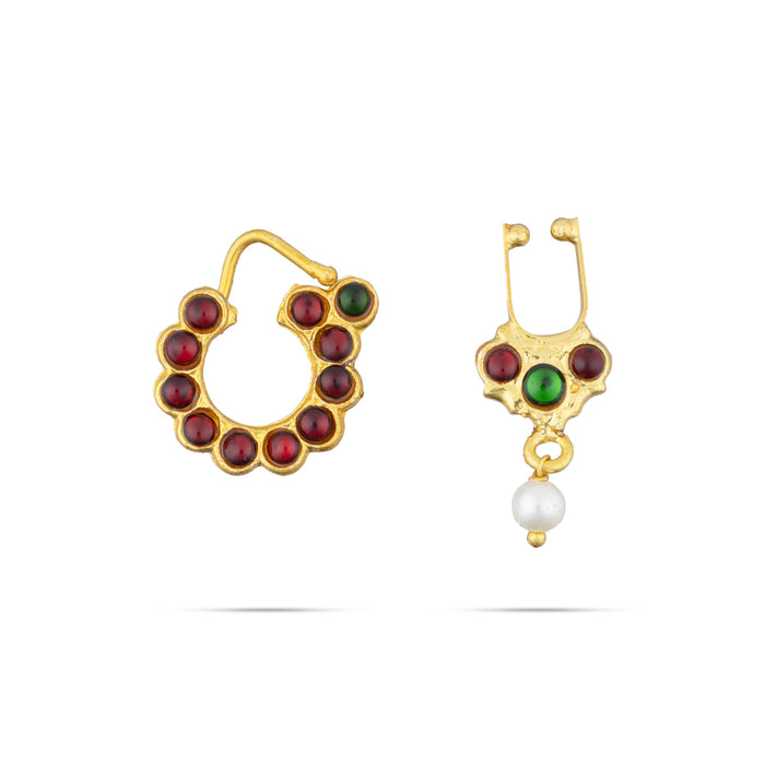 Dance Jewellery Set Without Bangle | Kemp Bharatanatyam Jewellery/ Stone & Pearl Design Jewelry for Women