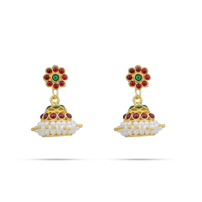 Dance Jewellery Set Without Bangle | Kemp Bharatanatyam Jewellery/ Stone & Pearl Design Jewelry for Women