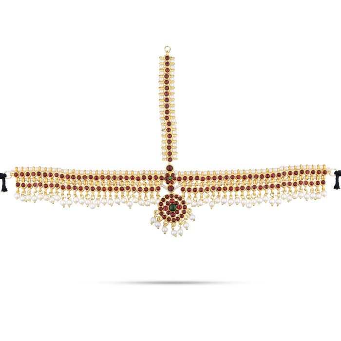 Dance Jewellery Set Without Bangle | Kemp Bharatanatyam Jewellery/ Stone & Pearl Design Jewelry for Women