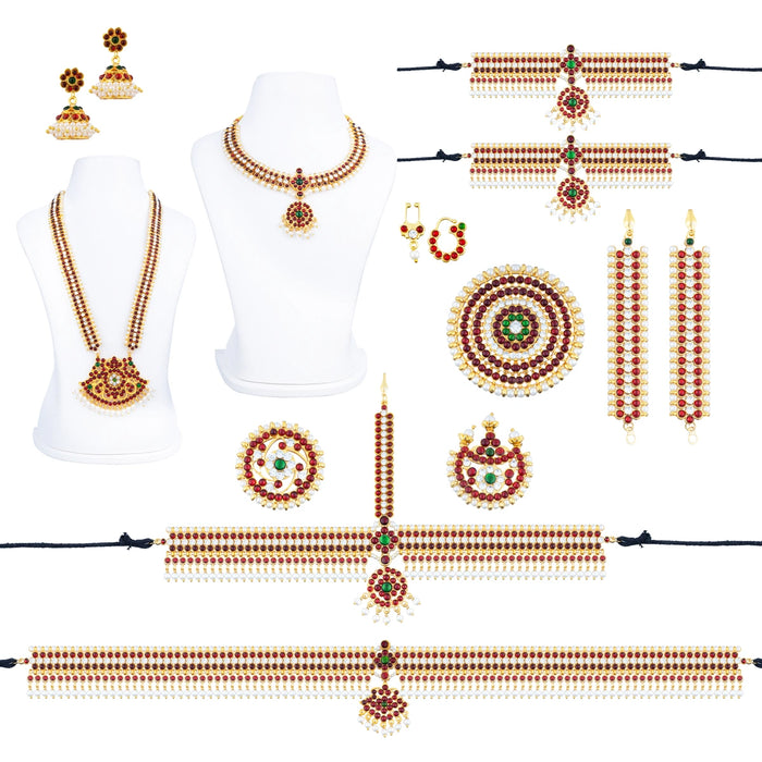 Bharatanatyam Jewellery Set Without Bangle | Artificial Jewelry/Multicolour Stone&Beads Design Jewellery for Dance