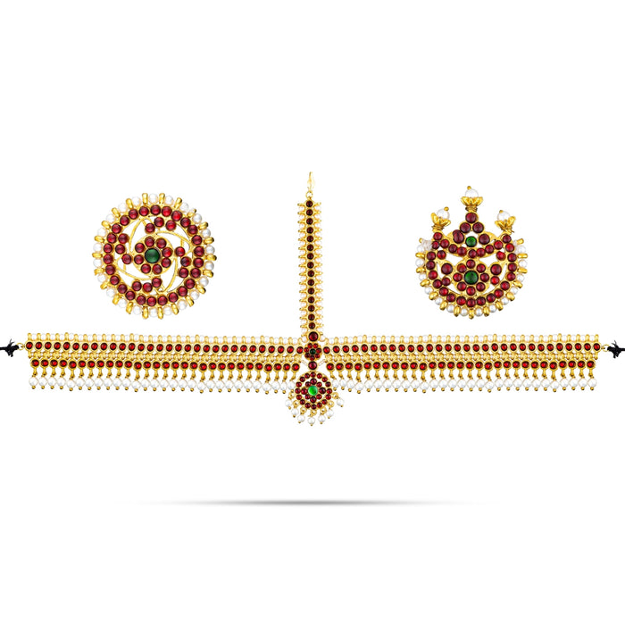 Kemp Bharatanatyam Head Set - 10 x 6 Inches | Artificial Jewelry/ Stone & Beads Design Dance Jewelry for Women
