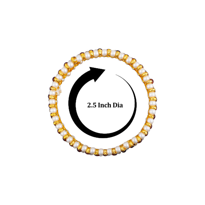 Stone Bangles Pair - 2.5 Inches | Kemp Stone With Beads Chudi/ Bharatanatyam Jewellery for Women