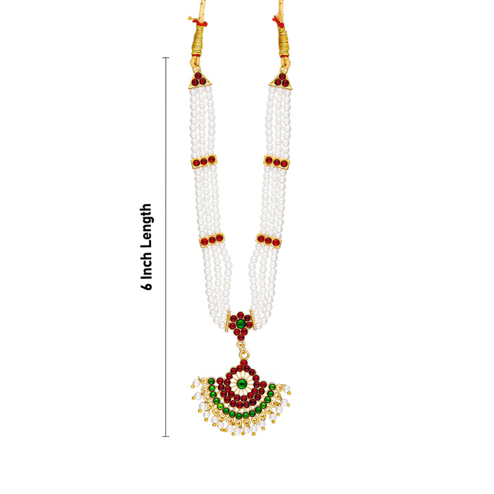 Moti Mala With Stone Pendant - 6 x 8 Inches | Artificial Jewelry/ Bharatanatyam Jewellery/ Necklace for Women