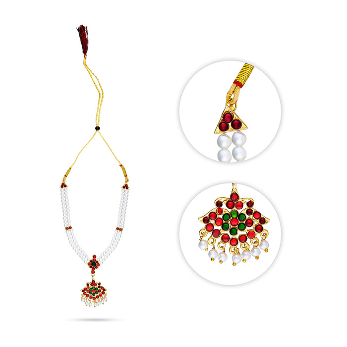 Kemp Moti Mala - 6 x 5 Inches | Bharatanatyam Jewellery/Beads With Stone Necklace/Artificial Jewelry for Women