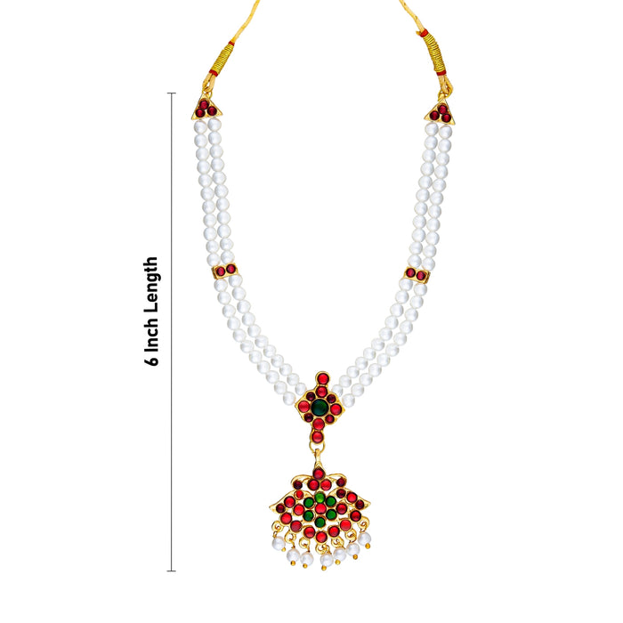 Kemp Moti Mala - 6 x 5 Inches | Bharatanatyam Jewellery/Beads With Stone Necklace/Artificial Jewelry for Women