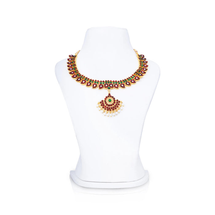 Kemp Stone Necklace - 4.5 x 6 Inches | Multicolour Stone Bharatanatyam Jewellery/ Artificial Jewelry for Women