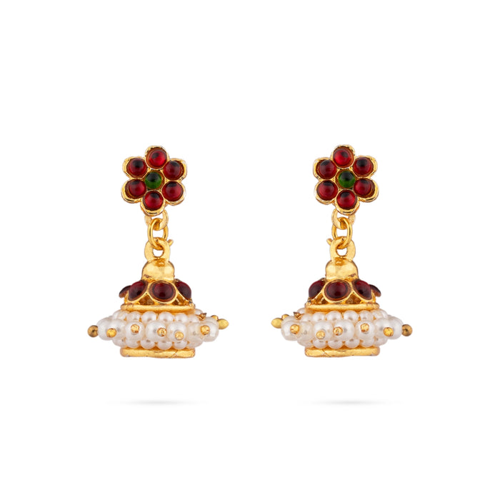 Stone Jumkha Pair - 1 x 0.75 Inch | Bharatanatyam Jewellery/ Artificial Jewelry/ Stone Jimikki for Women