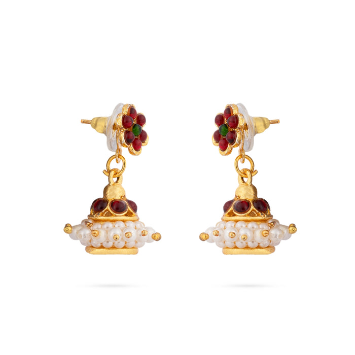 Stone Jumkha Pair - 1 x 0.75 Inch | Bharatanatyam Jewellery/ Artificial Jewelry/ Stone Jimikki for Women