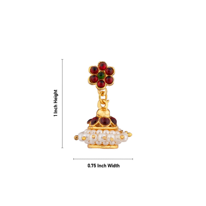 Stone Jumkha Pair - 1 x 0.75 Inch | Bharatanatyam Jewellery/ Artificial Jewelry/ Stone Jimikki for Women