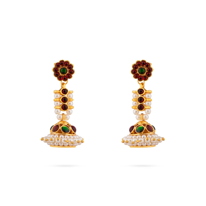 Stone Jumkha Pair - 2 x 1 Inches | Bharatanatyam Jewellery/ Artificial Jewelry/ Stone Jimikki for Women