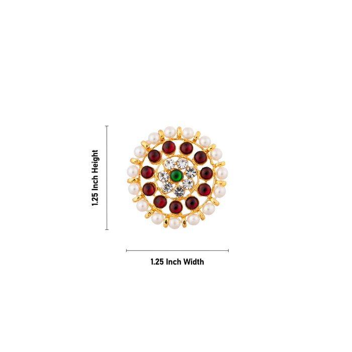 Stone Earring Pair - 1.25 x 1.25 Inches | Multicolour Stone Jewellery/Artificial Jewelry/ Kemp Studs for Women